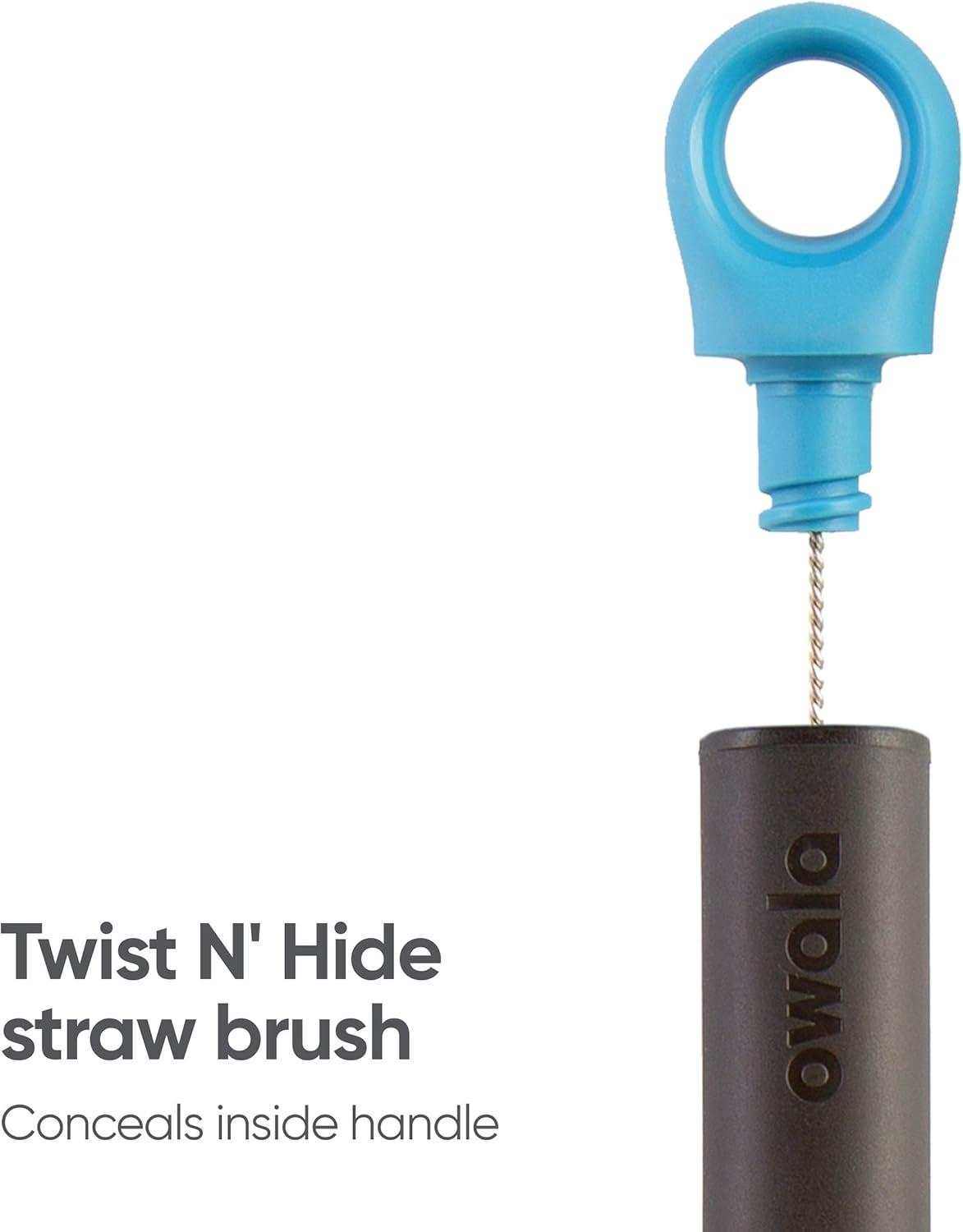 imageOwala 2in1 Water Bottle Brush Cleaner and Water Bottle Straw Cleaner Brush Water Bottle Brush with Removable Head and Twist n Hide Straw Brush Smokey BlueOne Size