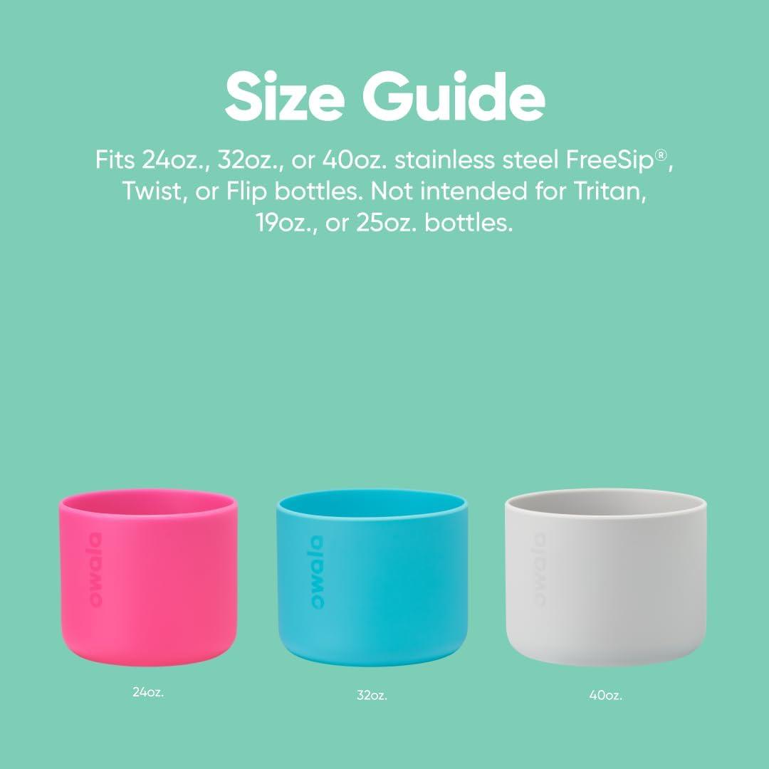 imageOwala Silicone Water Bottle Boot AntiSlip Protective Sleeve for Water Bottle Protects FreeSip and Flip Stainless Steel Water Bottles 32 Oz MintBright Pink