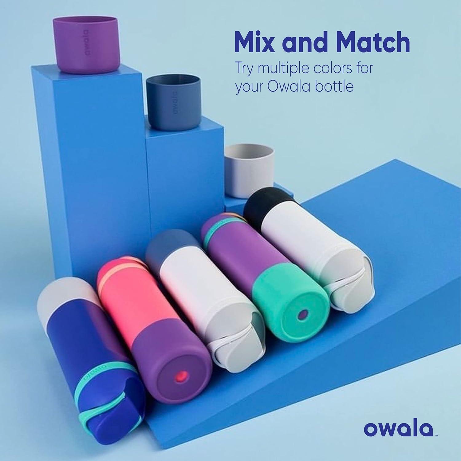 imageOwala Silicone Water Bottle Boot AntiSlip Protective Sleeve for Water Bottle Protects FreeSip and Flip Stainless Steel Water Bottles 32 Oz MintPurple