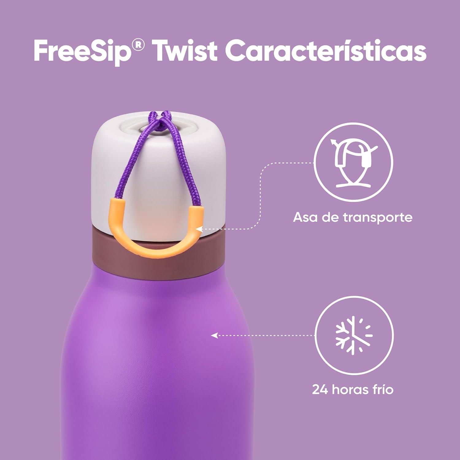 imageOwala FreeSip Twist Insulated Stainless Steel Water Bottle with Straw for Sports and Travel BPAFree 18oz MintWhite Iced BreezeCalifornia Grapevine
