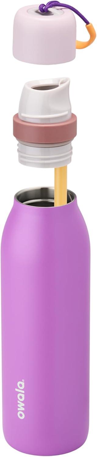 imageOwala FreeSip Twist Insulated Stainless Steel Water Bottle with Straw for Sports and Travel BPAFree 18oz MintWhite Iced BreezeCalifornia Grapevine
