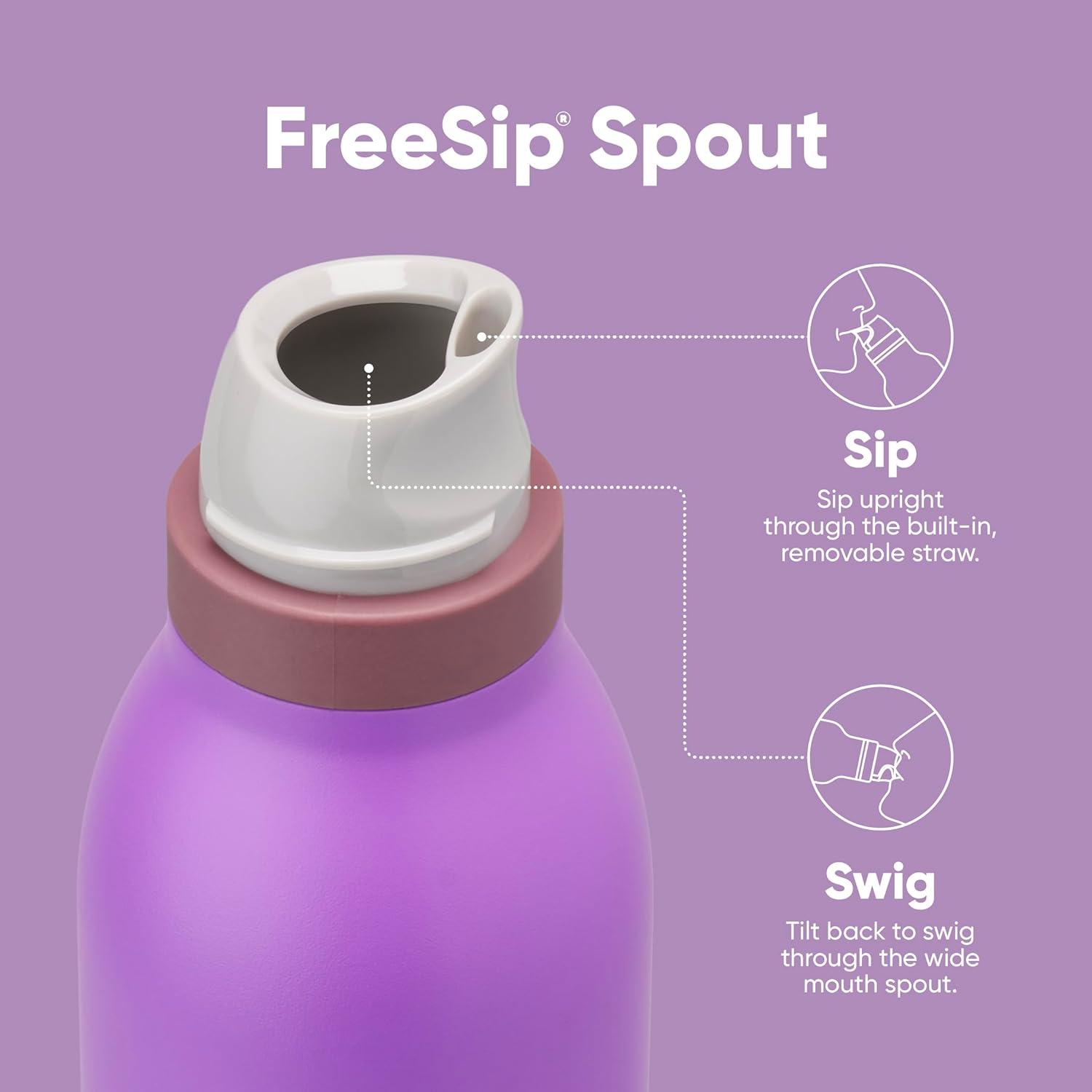 imageOwala FreeSip Twist Insulated Stainless Steel Water Bottle with Straw for Sports and Travel BPAFree 18oz MintWhite Iced BreezeCalifornia Grapevine