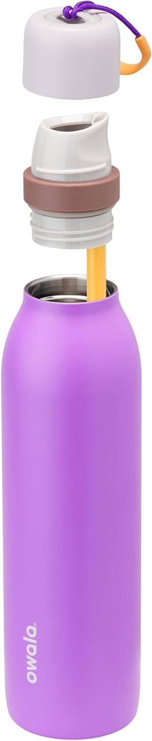 imageOwala FreeSip Twist Insulated Stainless Steel Water Bottle with Straw for Sports and Travel BPAFree 18oz MintWhite Iced BreezeCalifornia Grapevine
