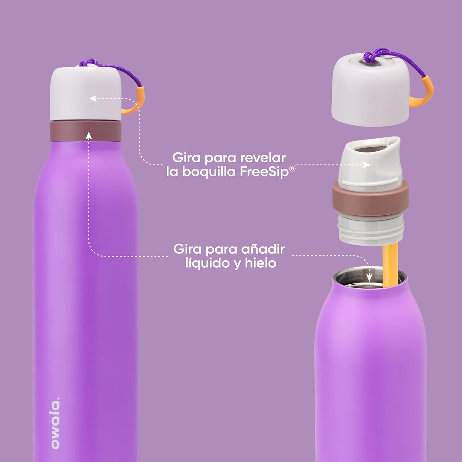 imageOwala FreeSip Twist Insulated Stainless Steel Water Bottle with Straw for Sports and Travel BPAFree 18oz MintWhite Iced BreezeCalifornia Grapevine