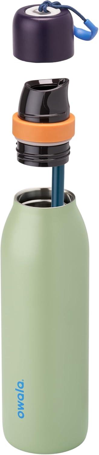 imageOwala FreeSip Twist Insulated Stainless Steel Water Bottle with Straw for Sports and Travel BPAFree 18oz MintWhite Iced BreezeCamo Cool