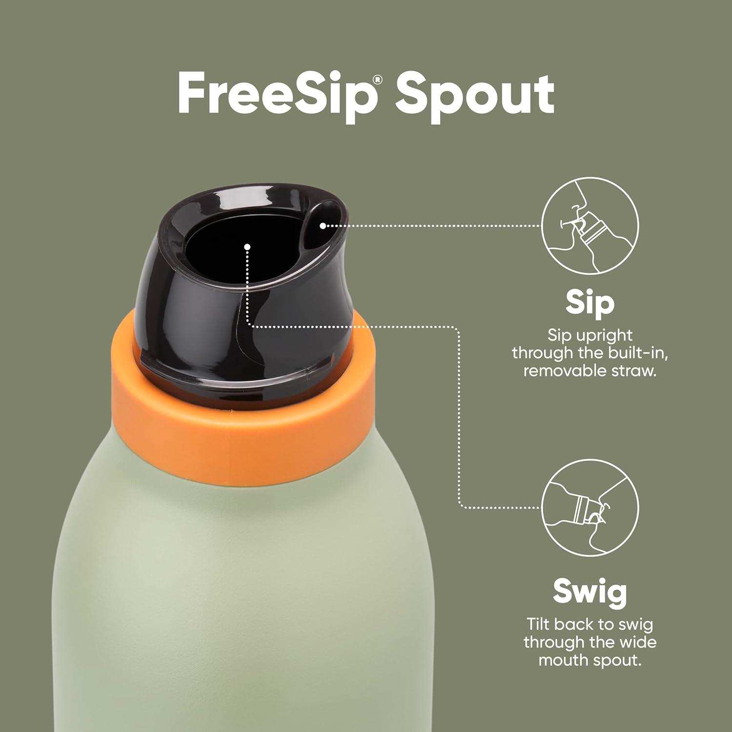imageOwala FreeSip Twist Insulated Stainless Steel Water Bottle with Straw for Sports and Travel BPAFree 18oz MintWhite Iced BreezeCamo Cool