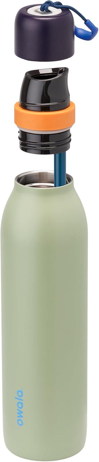 imageOwala FreeSip Twist Insulated Stainless Steel Water Bottle with Straw for Sports and Travel BPAFree 18oz MintWhite Iced BreezeCamo Cool