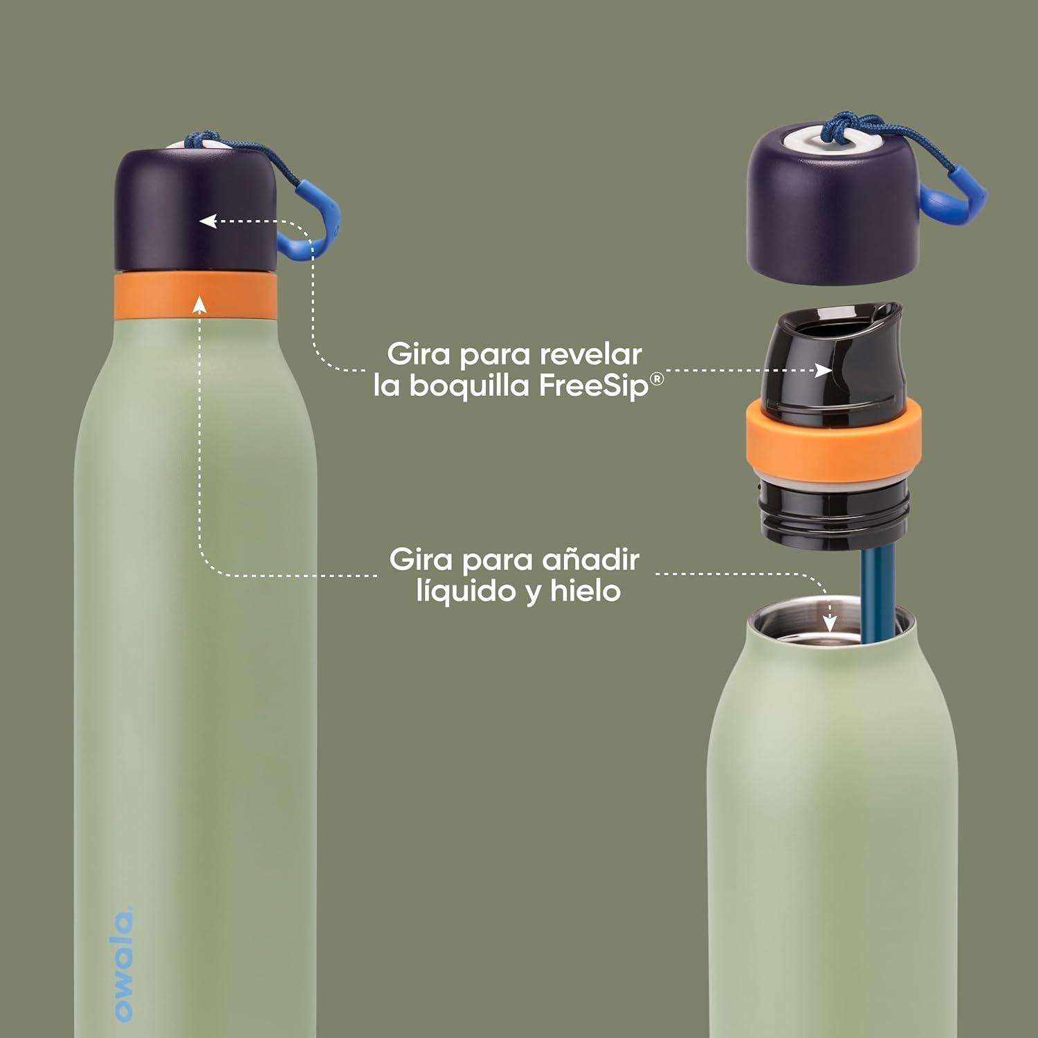 imageOwala FreeSip Twist Insulated Stainless Steel Water Bottle with Straw for Sports and Travel BPAFree 18oz MintWhite Iced BreezeCamo Cool