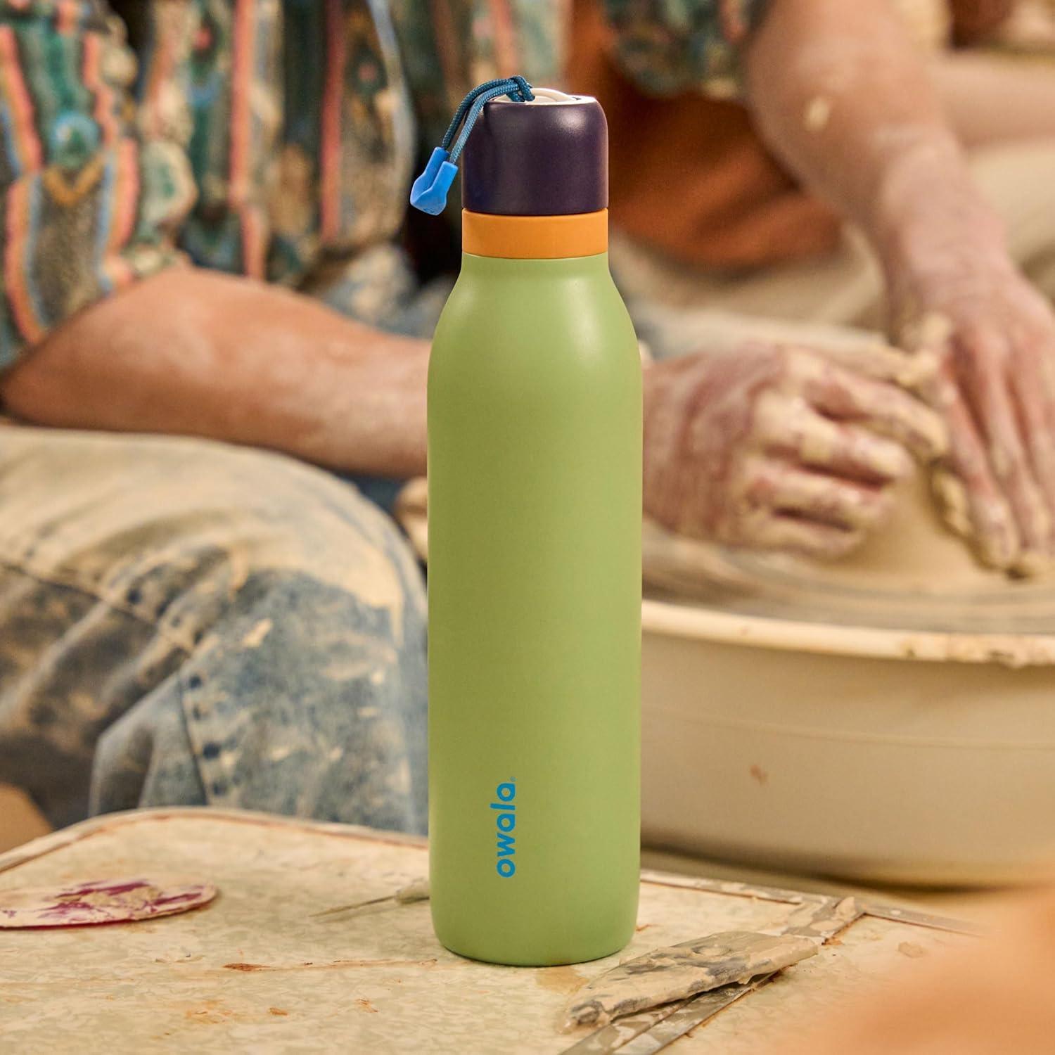 imageOwala FreeSip Twist Insulated Stainless Steel Water Bottle with Straw for Sports and Travel BPAFree 18oz MintWhite Iced BreezeCamo Cool