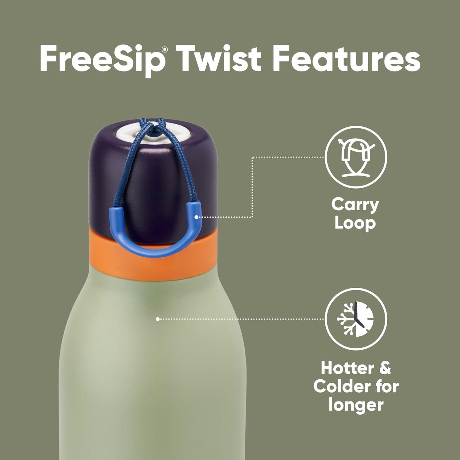 imageOwala FreeSip Twist Insulated Stainless Steel Water Bottle with Straw for Sports and Travel BPAFree 18oz MintWhite Iced BreezeCamo Cool