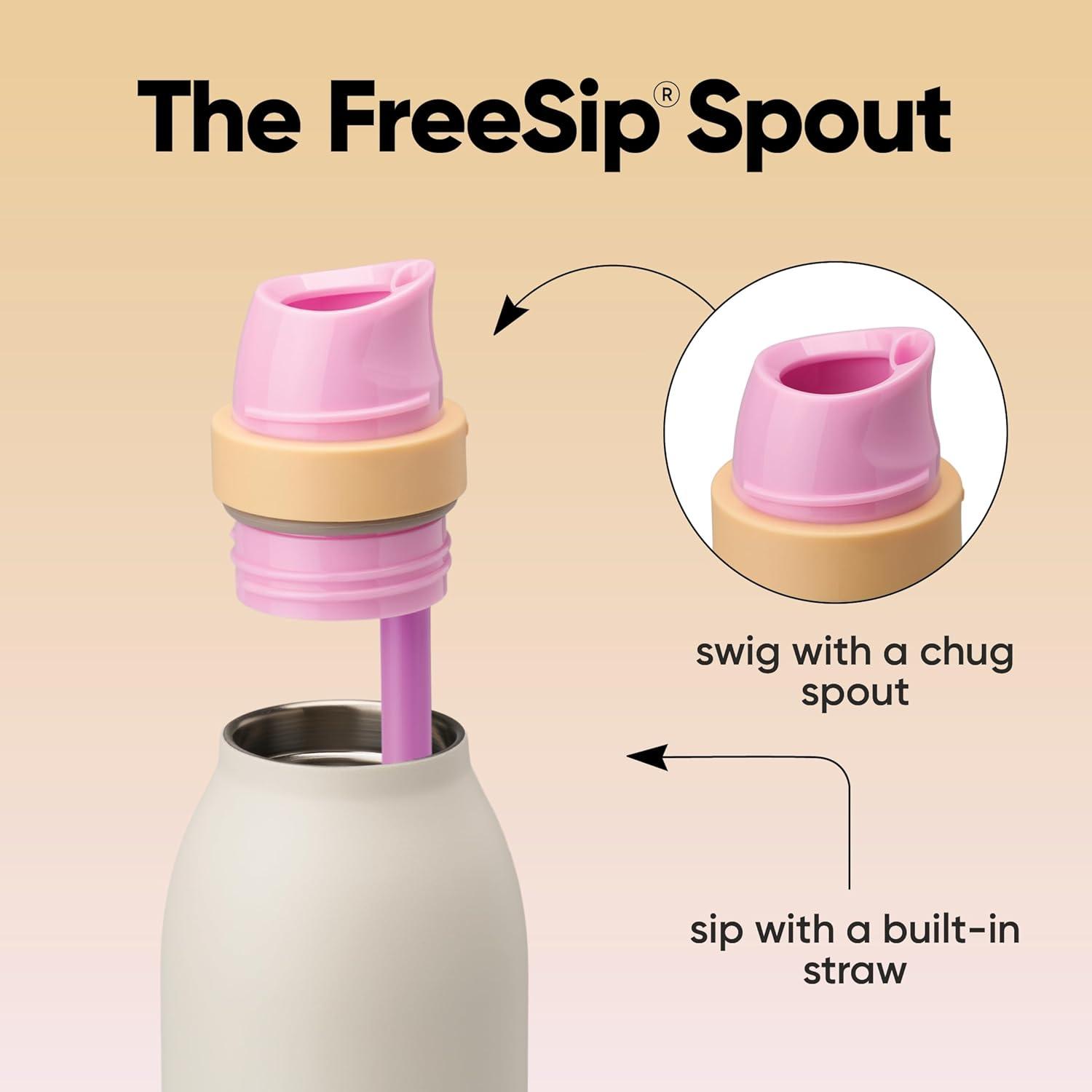 imageOwala FreeSip Twist Insulated Stainless Steel Water Bottle with Straw for Sports and Travel BPAFree 18oz MintWhite Iced BreezeDaybreak