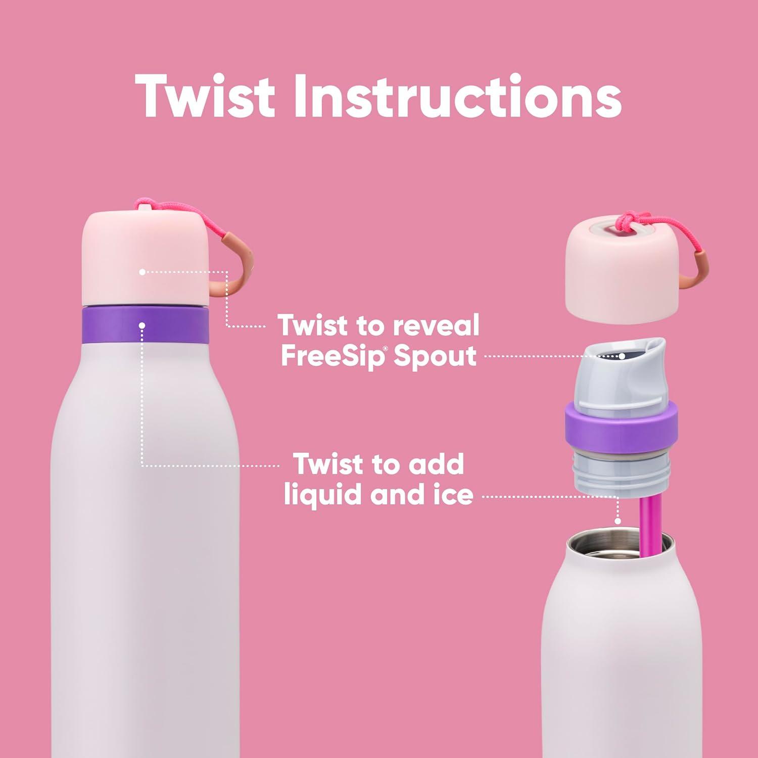 imageOwala FreeSip Twist Insulated Stainless Steel Water Bottle with Straw for Sports and Travel BPAFree 18oz MintWhite Iced BreezeDreamy Field