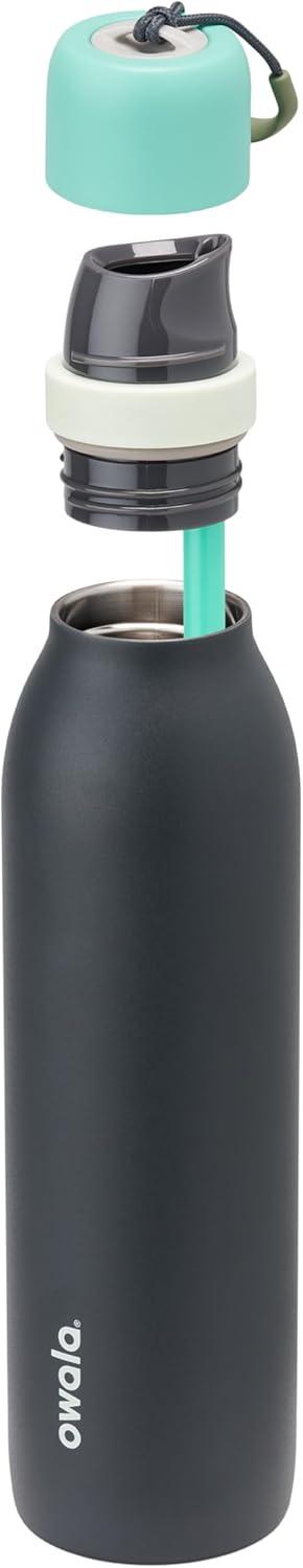imageOwala FreeSip Twist Insulated Stainless Steel Water Bottle with Straw for Sports and Travel BPAFree 18oz MintWhite Iced BreezeFoggy Tide