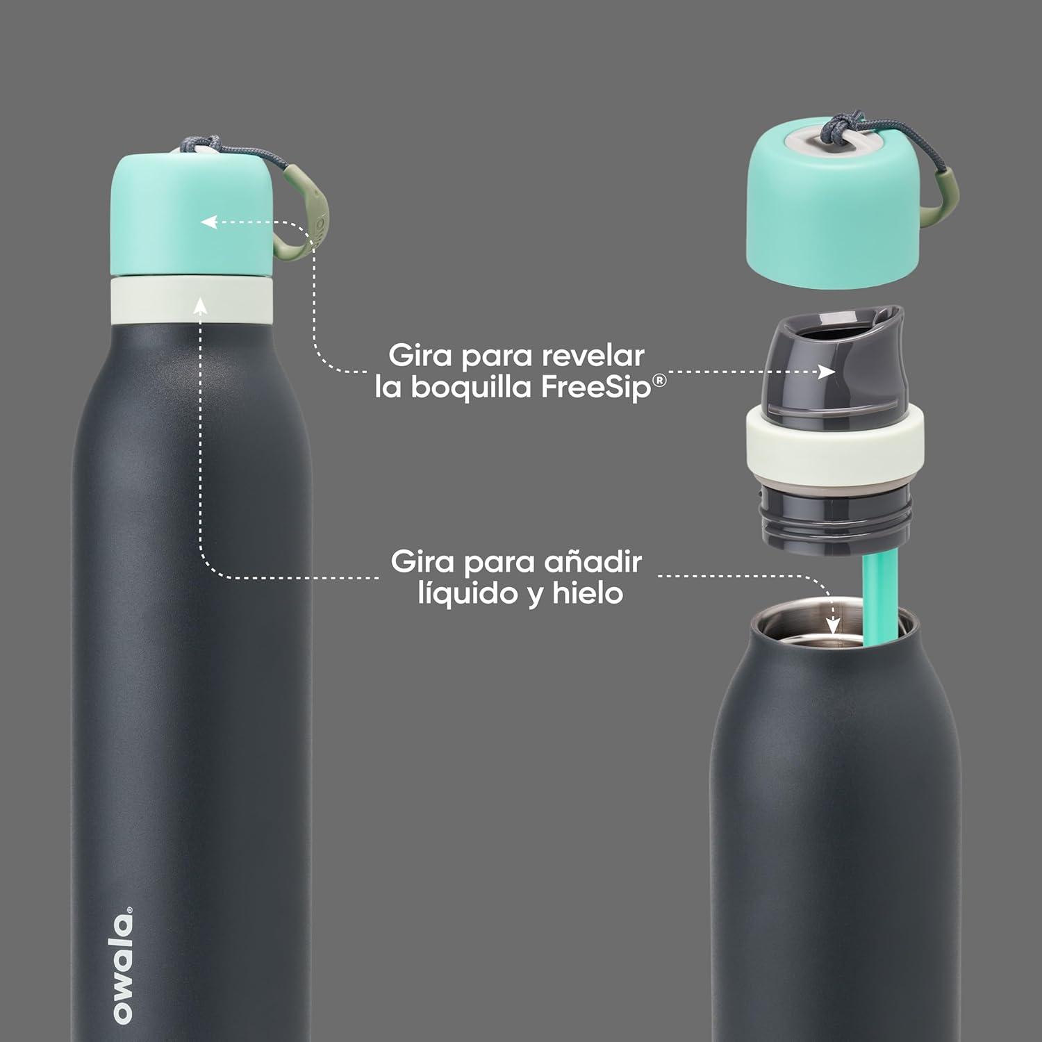 imageOwala FreeSip Twist Insulated Stainless Steel Water Bottle with Straw for Sports and Travel BPAFree 18oz MintWhite Iced BreezeFoggy Tide