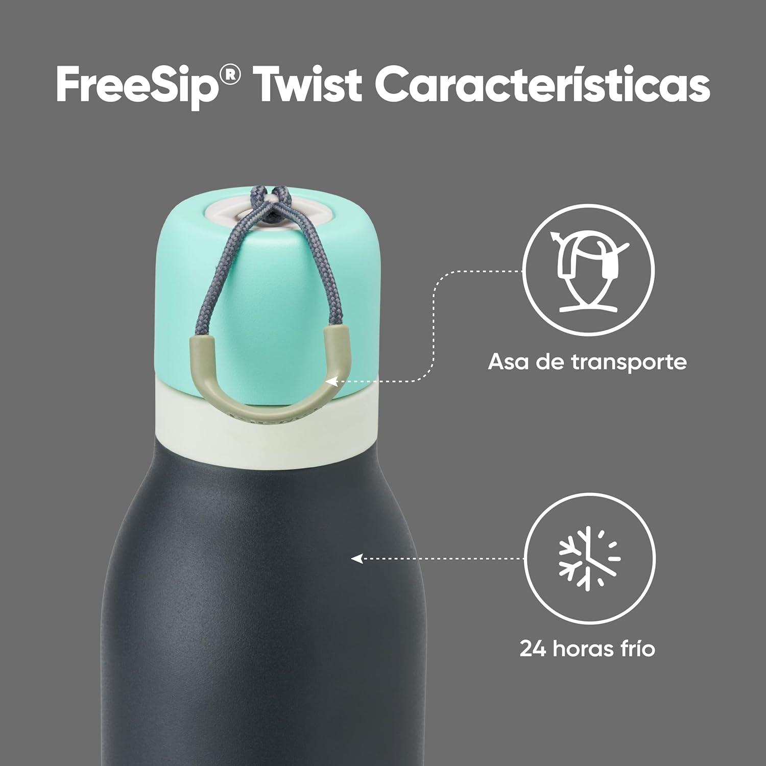 imageOwala FreeSip Twist Insulated Stainless Steel Water Bottle with Straw for Sports and Travel BPAFree 18oz MintWhite Iced BreezeFoggy Tide