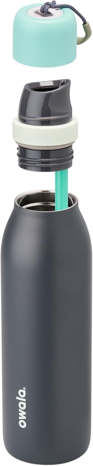 imageOwala FreeSip Twist Insulated Stainless Steel Water Bottle with Straw for Sports and Travel BPAFree 18oz MintWhite Iced BreezeFoggy Tide