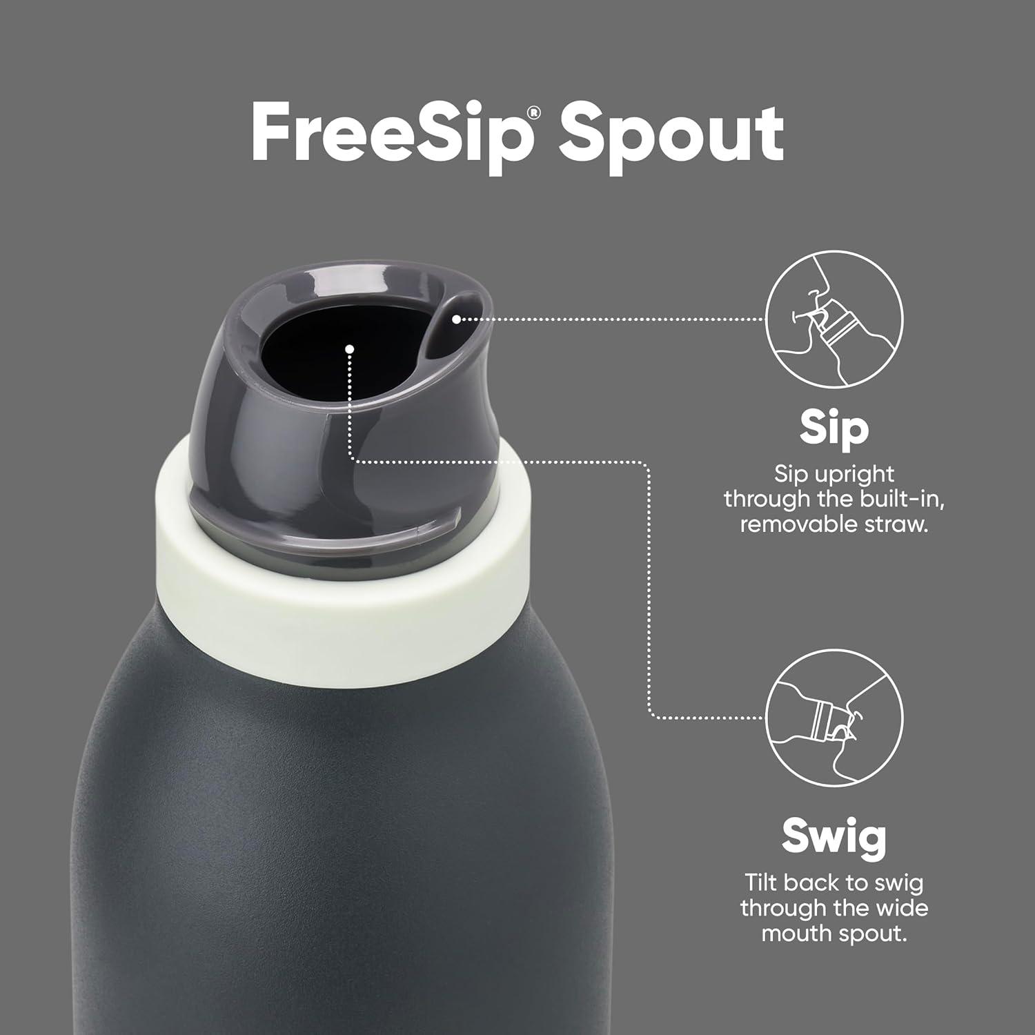 imageOwala FreeSip Twist Insulated Stainless Steel Water Bottle with Straw for Sports and Travel BPAFree 18oz MintWhite Iced BreezeFoggy Tide