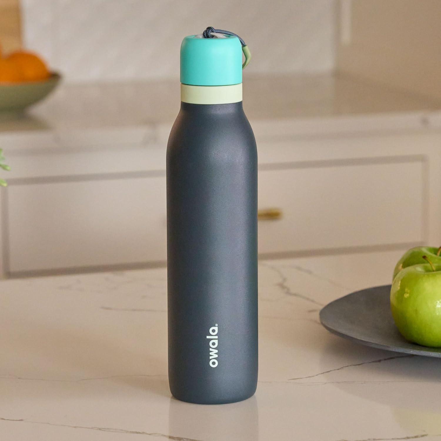 imageOwala FreeSip Twist Insulated Stainless Steel Water Bottle with Straw for Sports and Travel BPAFree 18oz MintWhite Iced BreezeFoggy Tide