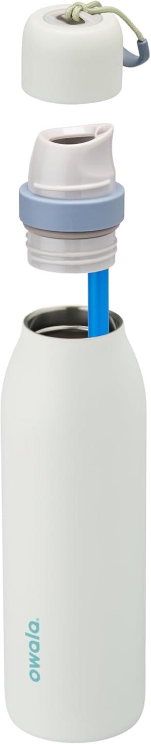 imageOwala FreeSip Twist Insulated Stainless Steel Water Bottle with Straw for Sports and Travel BPAFree 18oz MintWhite Iced BreezeIced Breeze