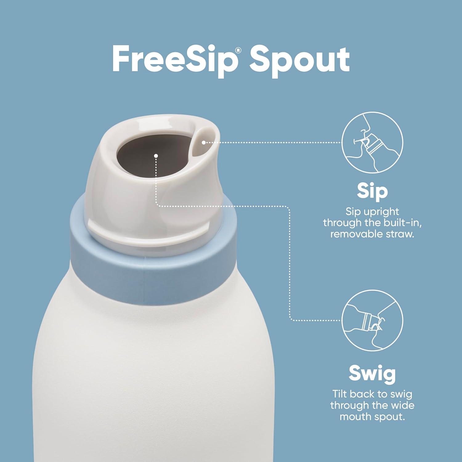 imageOwala FreeSip Twist Insulated Stainless Steel Water Bottle with Straw for Sports and Travel BPAFree 18oz MintWhite Iced BreezeIced Breeze