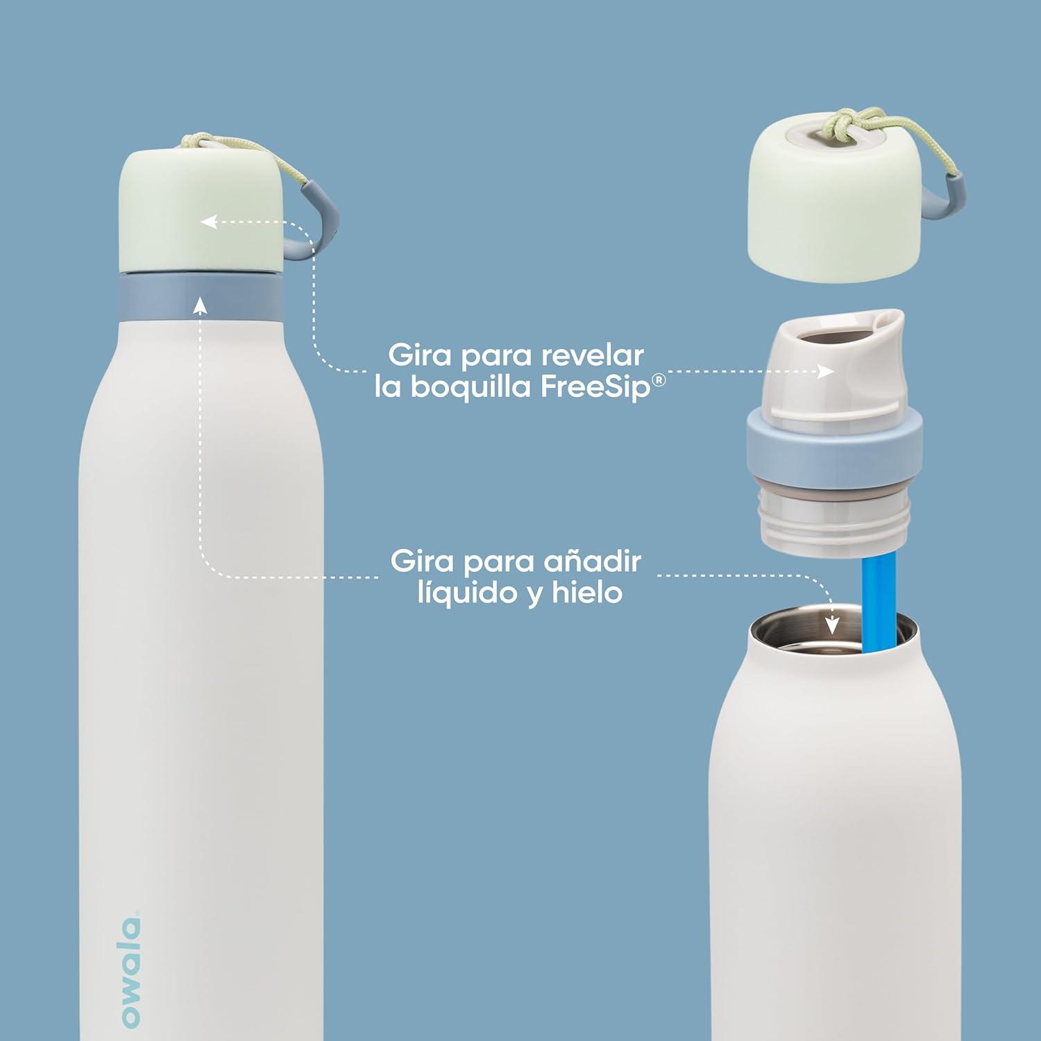 imageOwala FreeSip Twist Insulated Stainless Steel Water Bottle with Straw for Sports and Travel BPAFree 18oz MintWhite Iced BreezeIced Breeze
