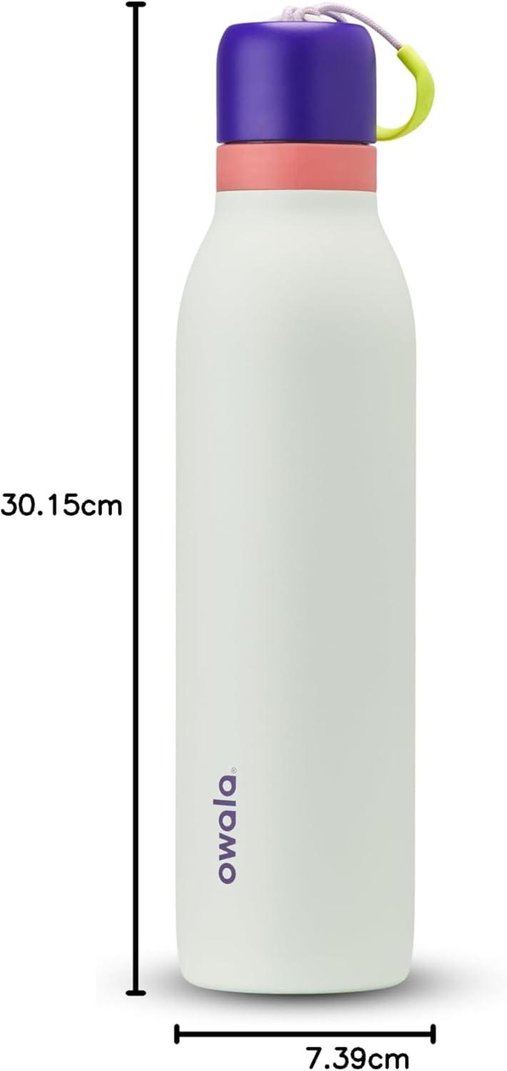 imageOwala FreeSip Twist Insulated Stainless Steel Water Bottle with Straw for Sports and Travel BPAFree 18oz MintWhite Iced BreezeMinty Horizon