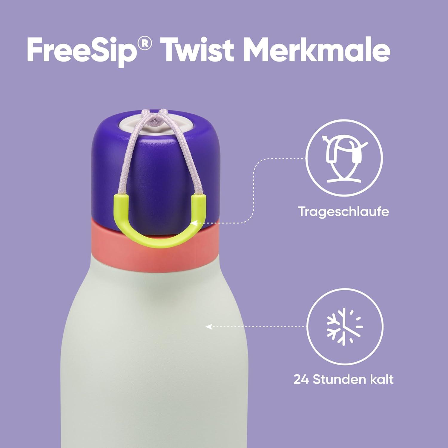 imageOwala FreeSip Twist Insulated Stainless Steel Water Bottle with Straw for Sports and Travel BPAFree 18oz MintWhite Iced BreezeMinty Horizon