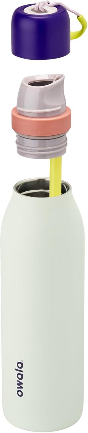 imageOwala FreeSip Twist Insulated Stainless Steel Water Bottle with Straw for Sports and Travel BPAFree 18oz MintWhite Iced BreezeMisty Horizons
