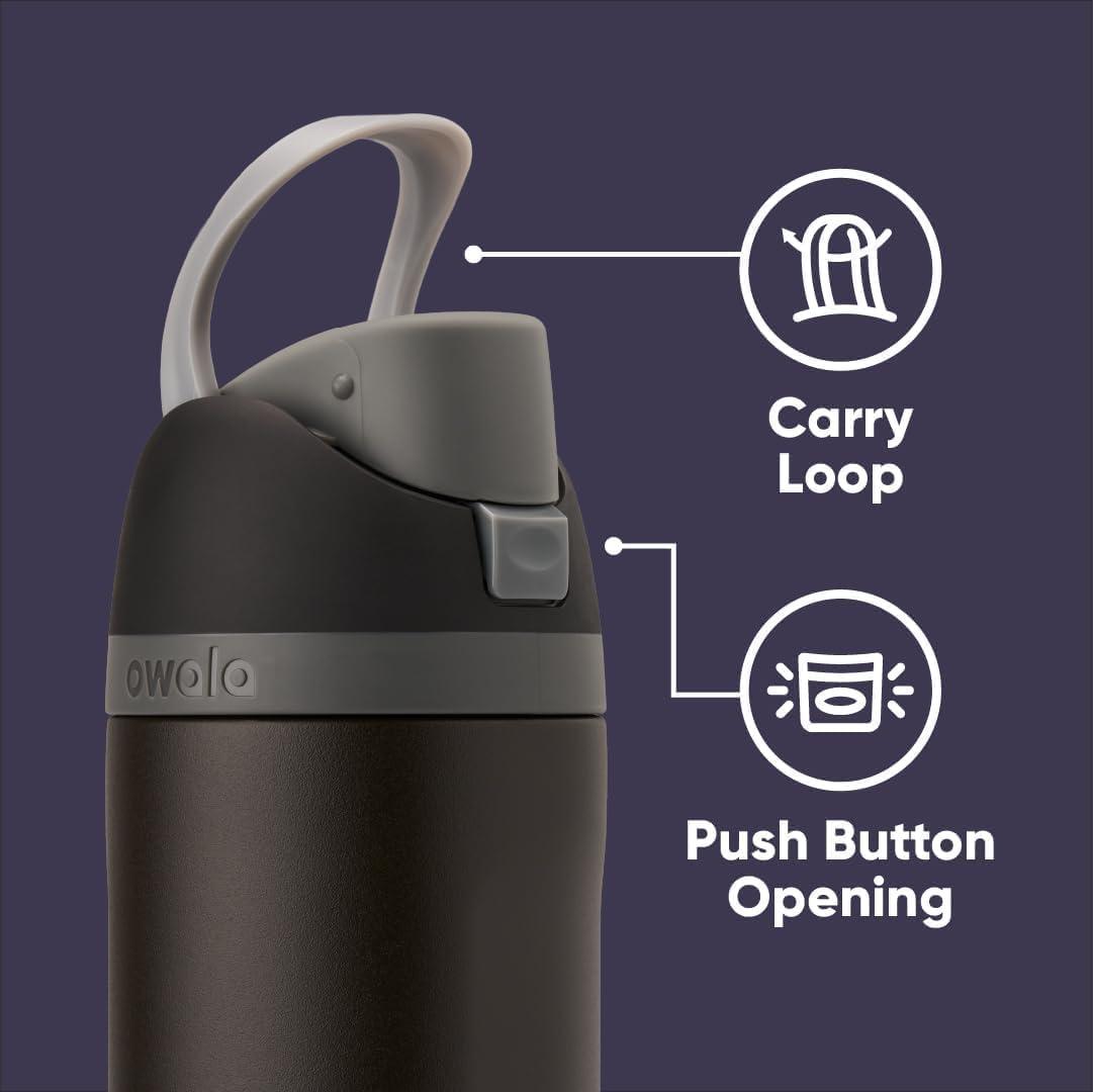 imageOwala Harry Potter FreeSip Insulated Stainless Steel Water Bottle with Straw BPAFree Sports Water Bottle Great for Travel 24 oz HufflepuffBlack Panther