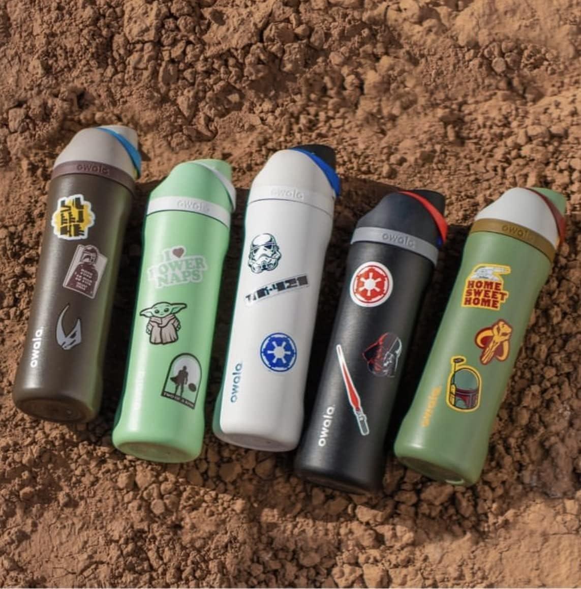 imageOwala Harry Potter FreeSip Insulated Stainless Steel Water Bottle with Straw BPAFree Sports Water Bottle Great for Travel 24 oz HufflepuffBoba Fett