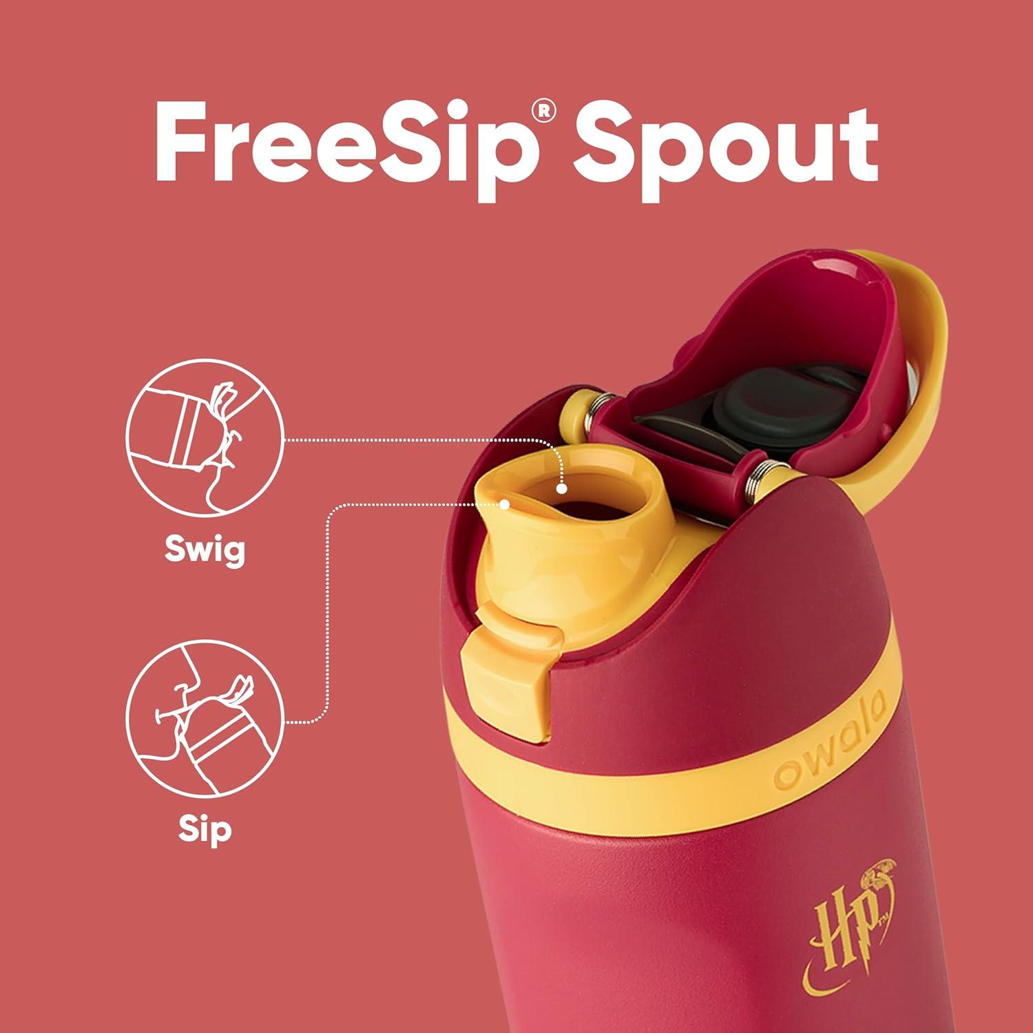 imageOwala Harry Potter FreeSip Insulated Stainless Steel Water Bottle with Straw BPAFree Sports Water Bottle Great for Travel 24 oz HufflepuffGryffindor