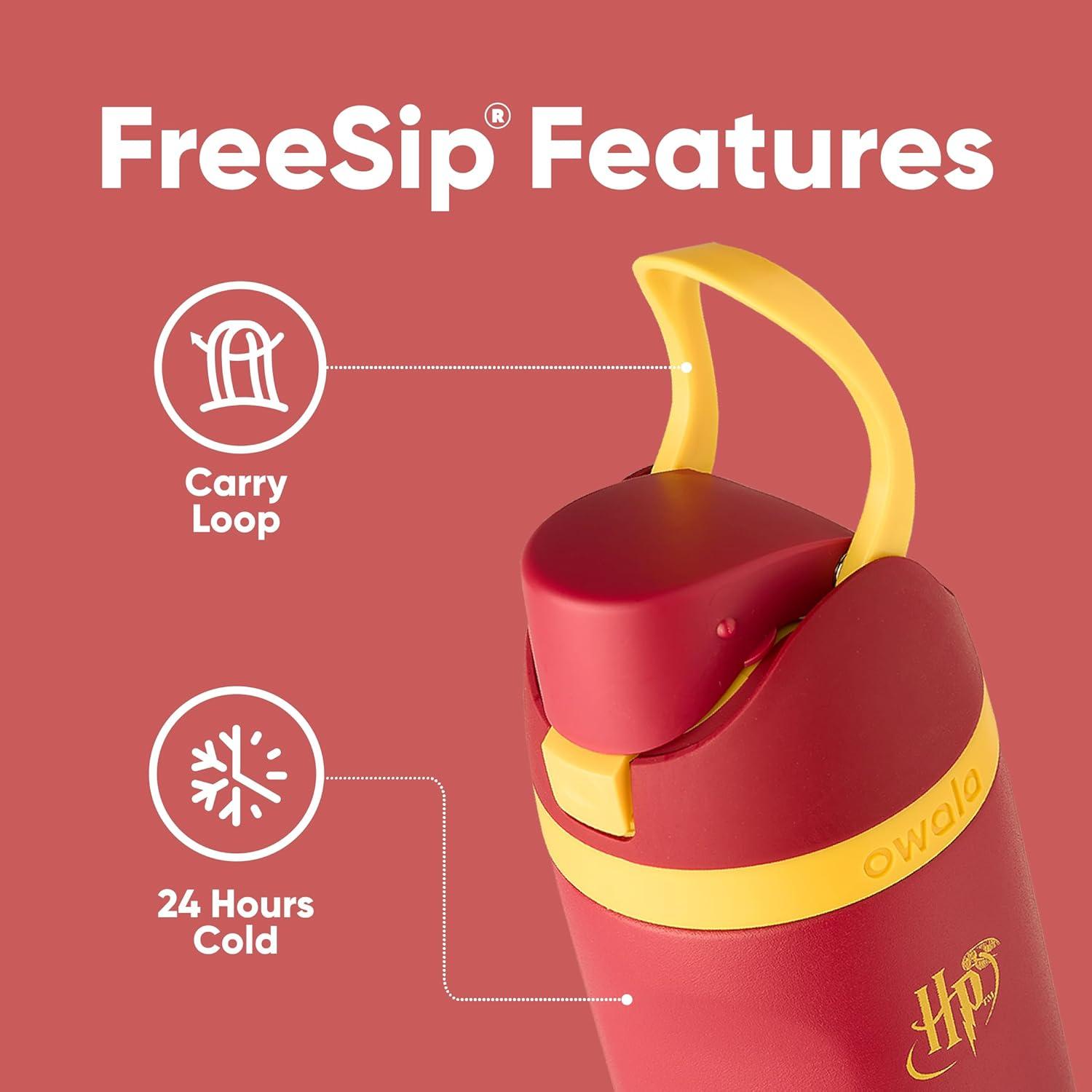 imageOwala Harry Potter FreeSip Insulated Stainless Steel Water Bottle with Straw BPAFree Sports Water Bottle Great for Travel 24 oz HufflepuffGryffindor