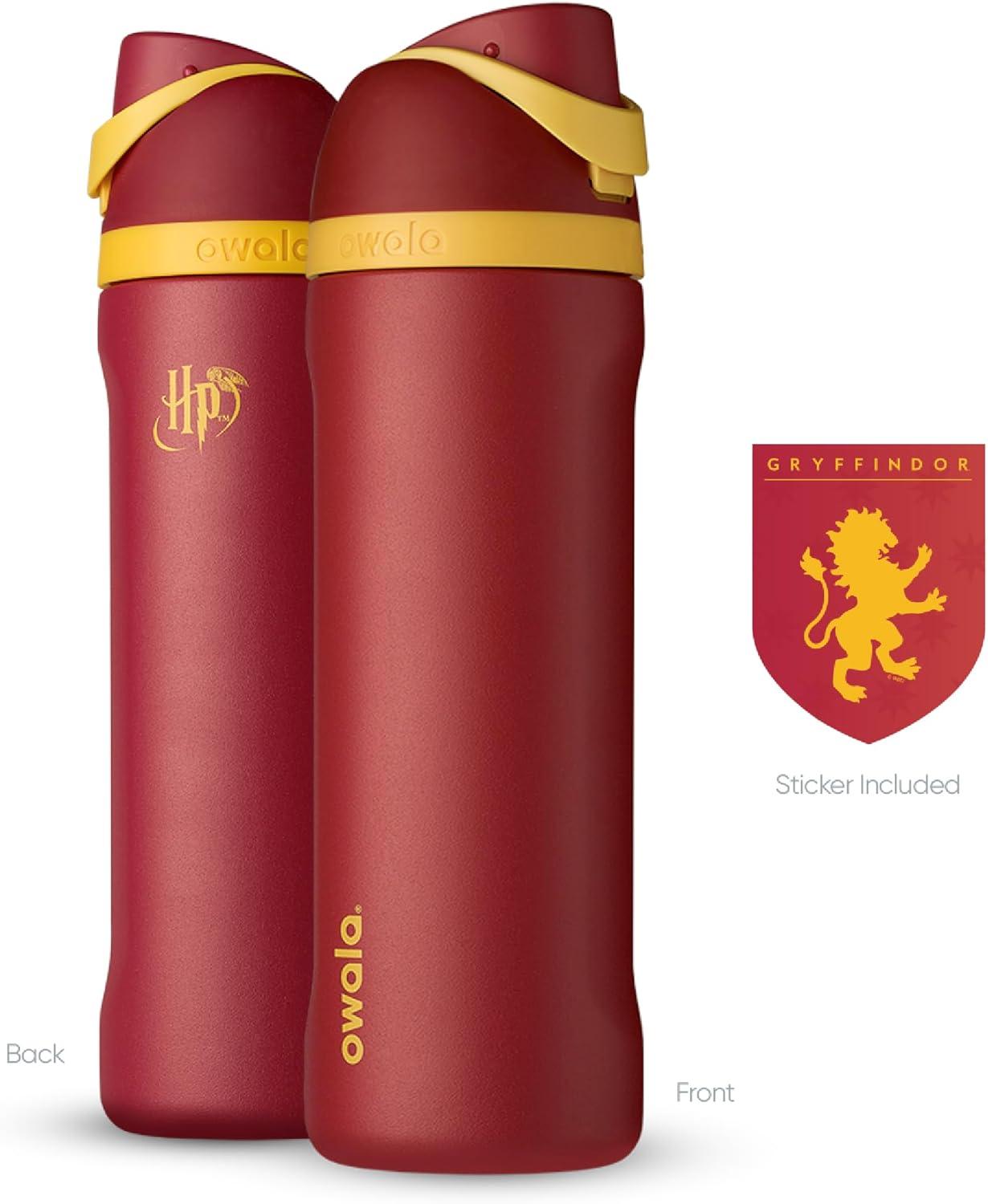 imageOwala Harry Potter FreeSip Insulated Stainless Steel Water Bottle with Straw BPAFree Sports Water Bottle Great for Travel 24 oz HufflepuffGryffindor