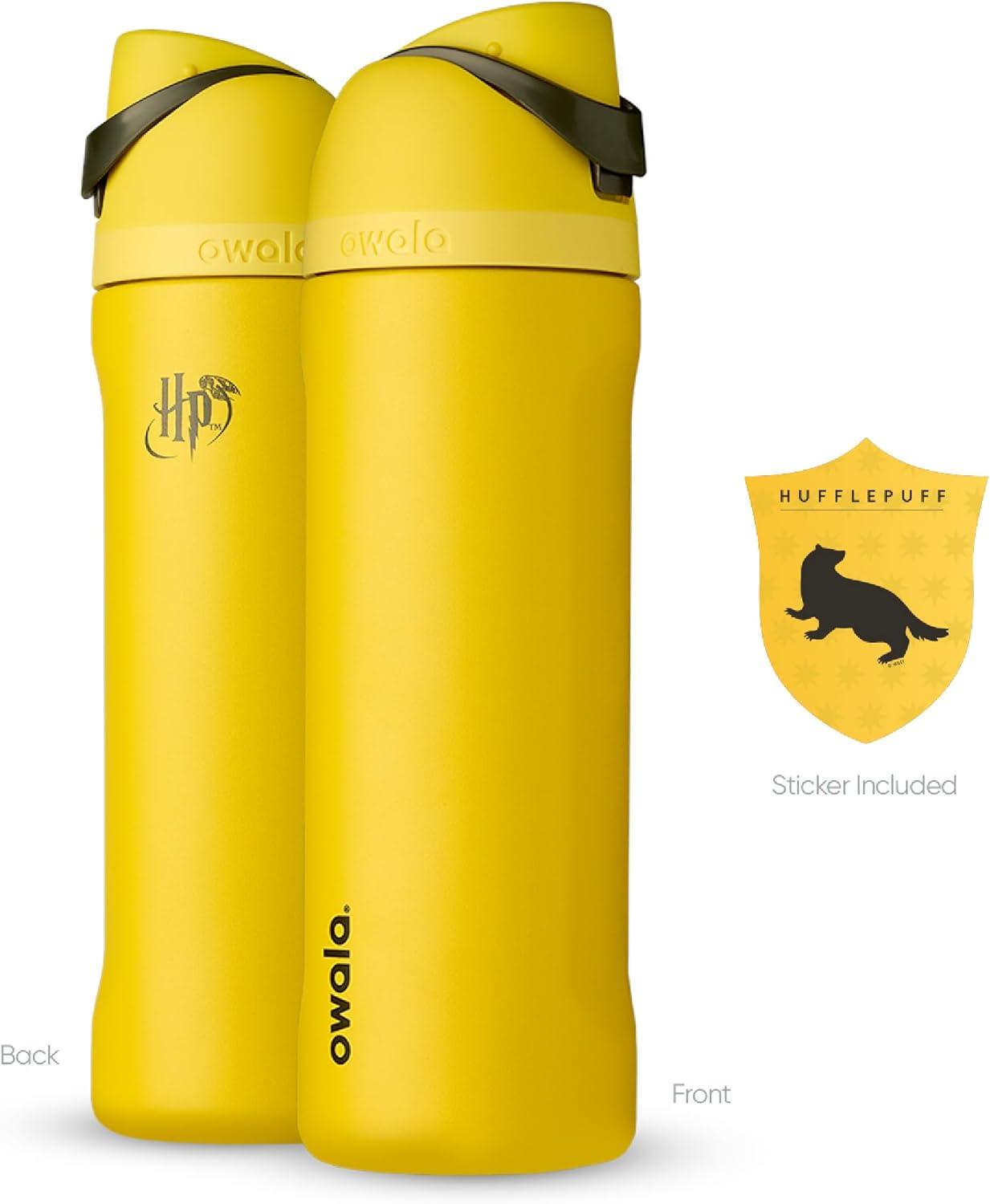 imageOwala Harry Potter FreeSip Insulated Stainless Steel Water Bottle with Straw BPAFree Sports Water Bottle Great for Travel 24 oz HufflepuffHufflepuff
