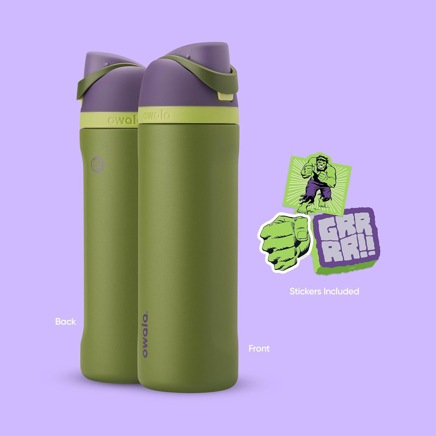 imageOwala Harry Potter FreeSip Insulated Stainless Steel Water Bottle with Straw BPAFree Sports Water Bottle Great for Travel 24 oz HufflepuffHulk