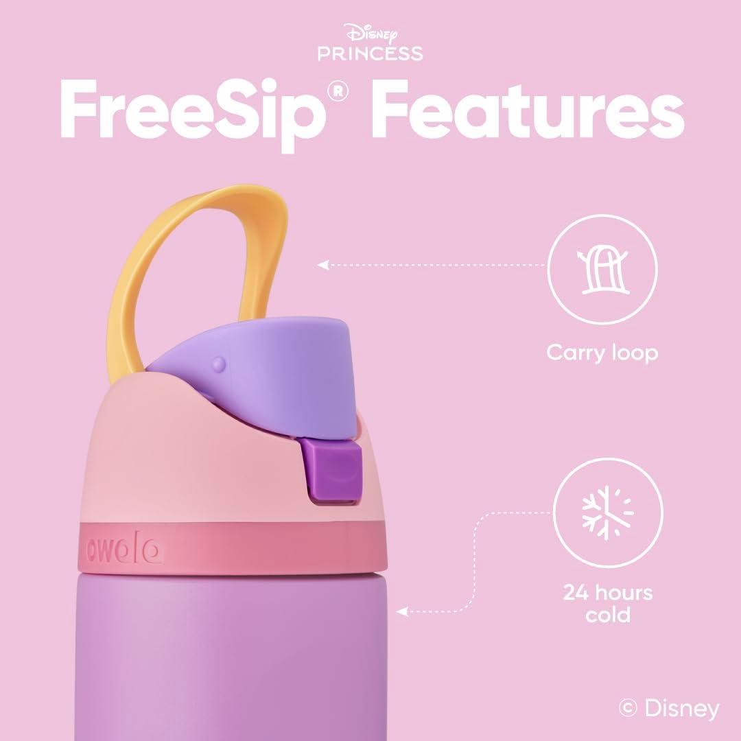 imageOwala Harry Potter FreeSip Insulated Stainless Steel Water Bottle with Straw BPAFree Sports Water Bottle Great for Travel 24 oz HufflepuffRapunzel