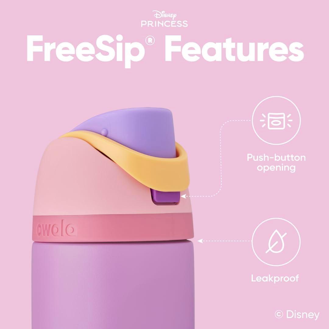 imageOwala Harry Potter FreeSip Insulated Stainless Steel Water Bottle with Straw BPAFree Sports Water Bottle Great for Travel 24 oz HufflepuffRapunzel