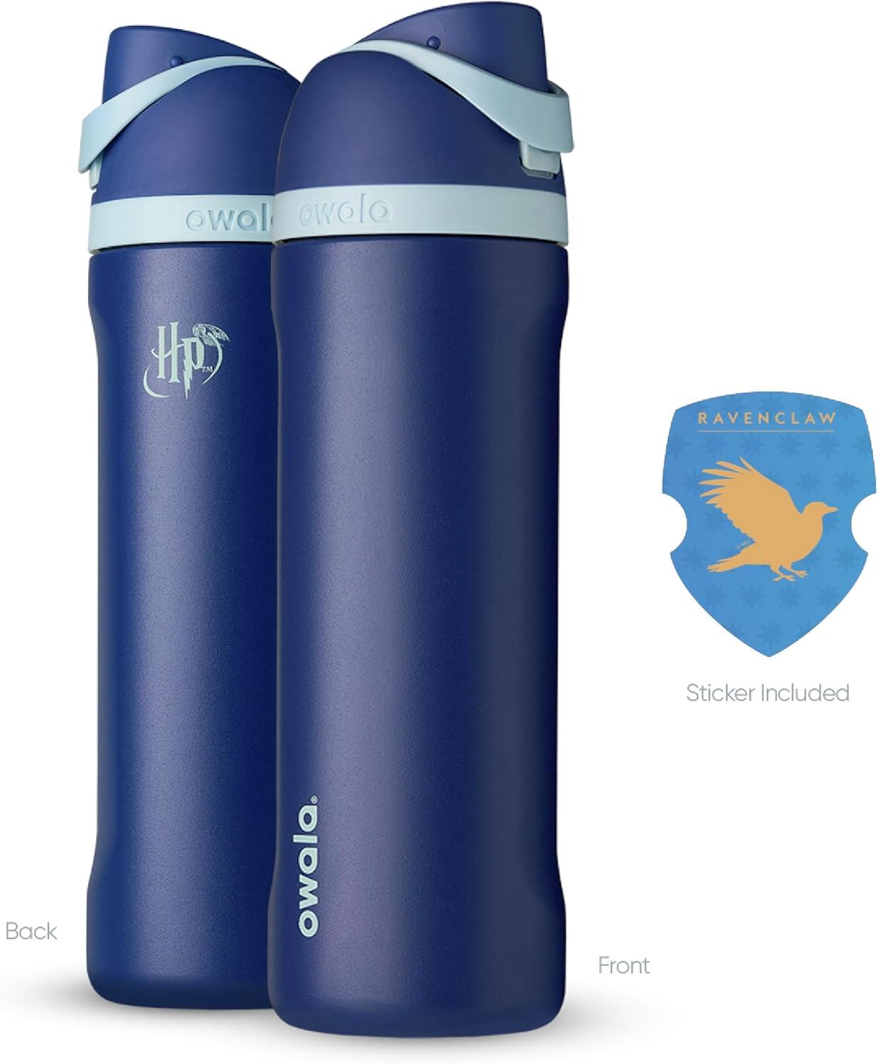 imageOwala Harry Potter FreeSip Insulated Stainless Steel Water Bottle with Straw BPAFree Sports Water Bottle Great for Travel 24 oz HufflepuffRavenclaw