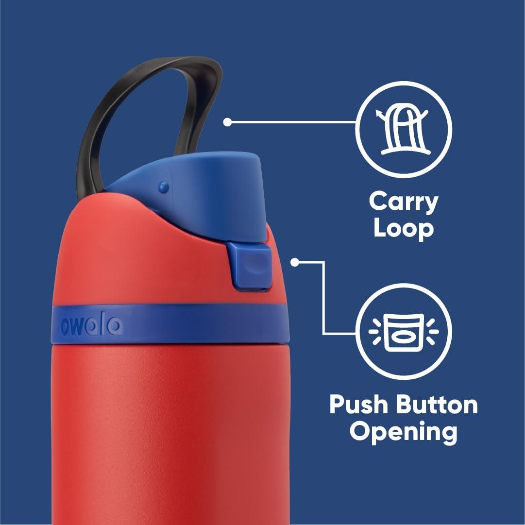 imageOwala Harry Potter FreeSip Insulated Stainless Steel Water Bottle with Straw BPAFree Sports Water Bottle Great for Travel 24 oz HufflepuffSpiderman