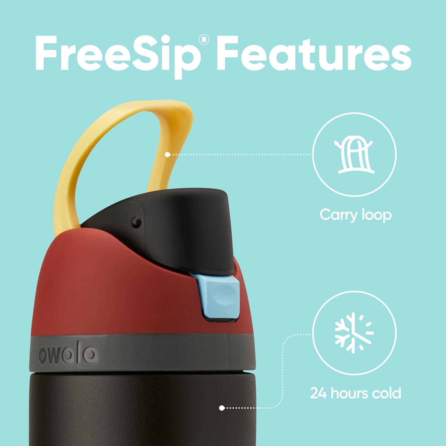 imageOwala Harry Potter FreeSip Insulated Stainless Steel Water Bottle with Straw BPAFree Sports Water Bottle Great for Travel 24 oz HufflepuffThor