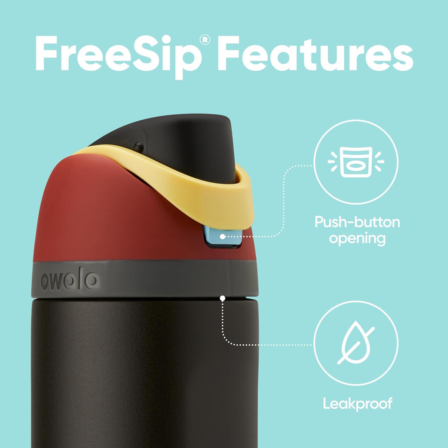 imageOwala Harry Potter FreeSip Insulated Stainless Steel Water Bottle with Straw BPAFree Sports Water Bottle Great for Travel 24 oz HufflepuffThor