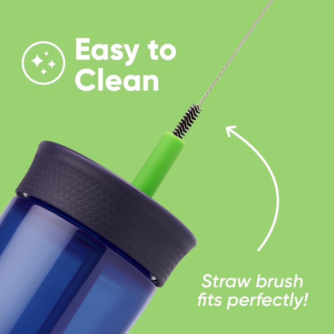 imageOwala Kids BPAFree Plastic Tumbler with Spill Resistant Flexible Straw Easy to Clean Kids Water Bottle Great for Travel Dishwasher Safe 15 Oz Orange and Peach WatermelonHome Base