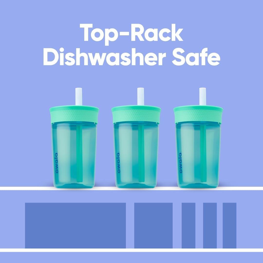 imageOwala Kids BPAFree Plastic Tumbler with Spill Resistant Flexible Straw Easy to Clean Kids Water Bottle Great for Travel Dishwasher Safe 15 Oz Orange and Peach WatermelonThe Blues