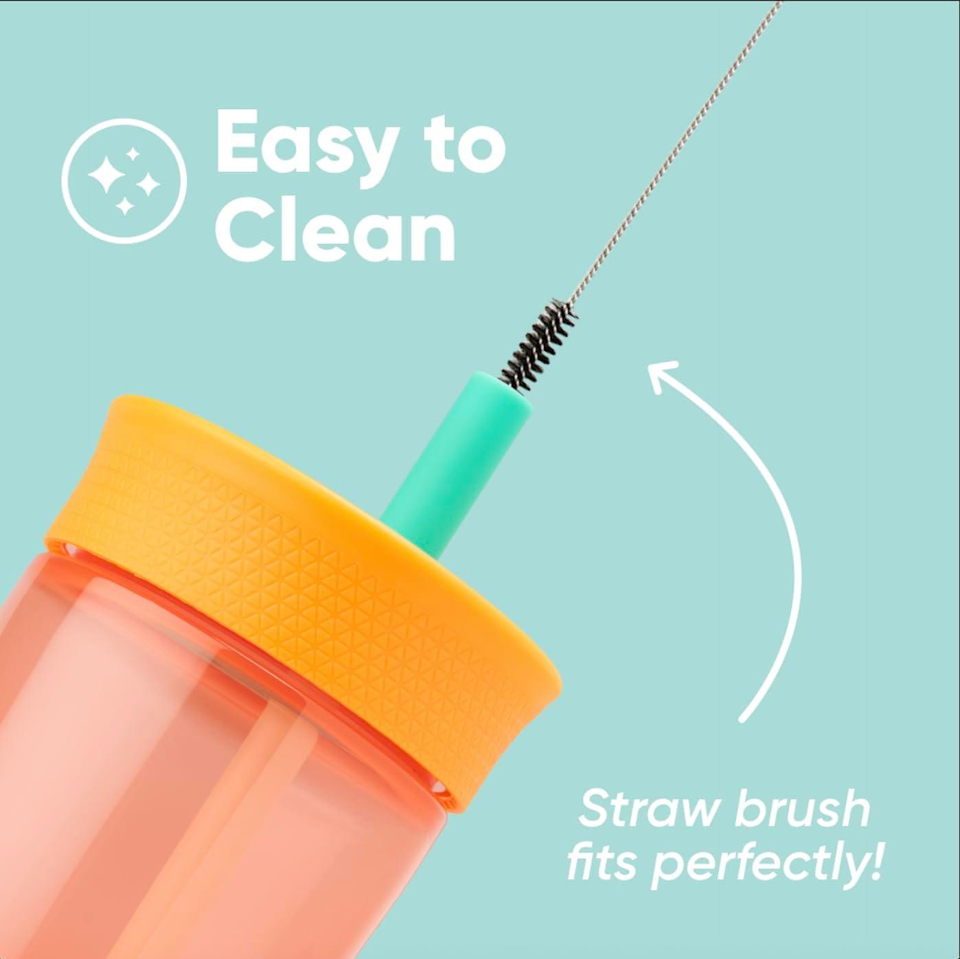 imageOwala Kids BPAFree Plastic Tumbler with Spill Resistant Flexible Straw Easy to Clean Kids Water Bottle Great for Travel Dishwasher Safe 15 Oz Orange and Peach WatermelonWatermelon