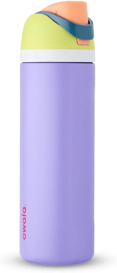 imageOwala Kids Flip Insulated StainlessSteel Water Bottle with Straw and Locking Lid 14Ounce OrangeBlue Blue CitrusBlue  Teal