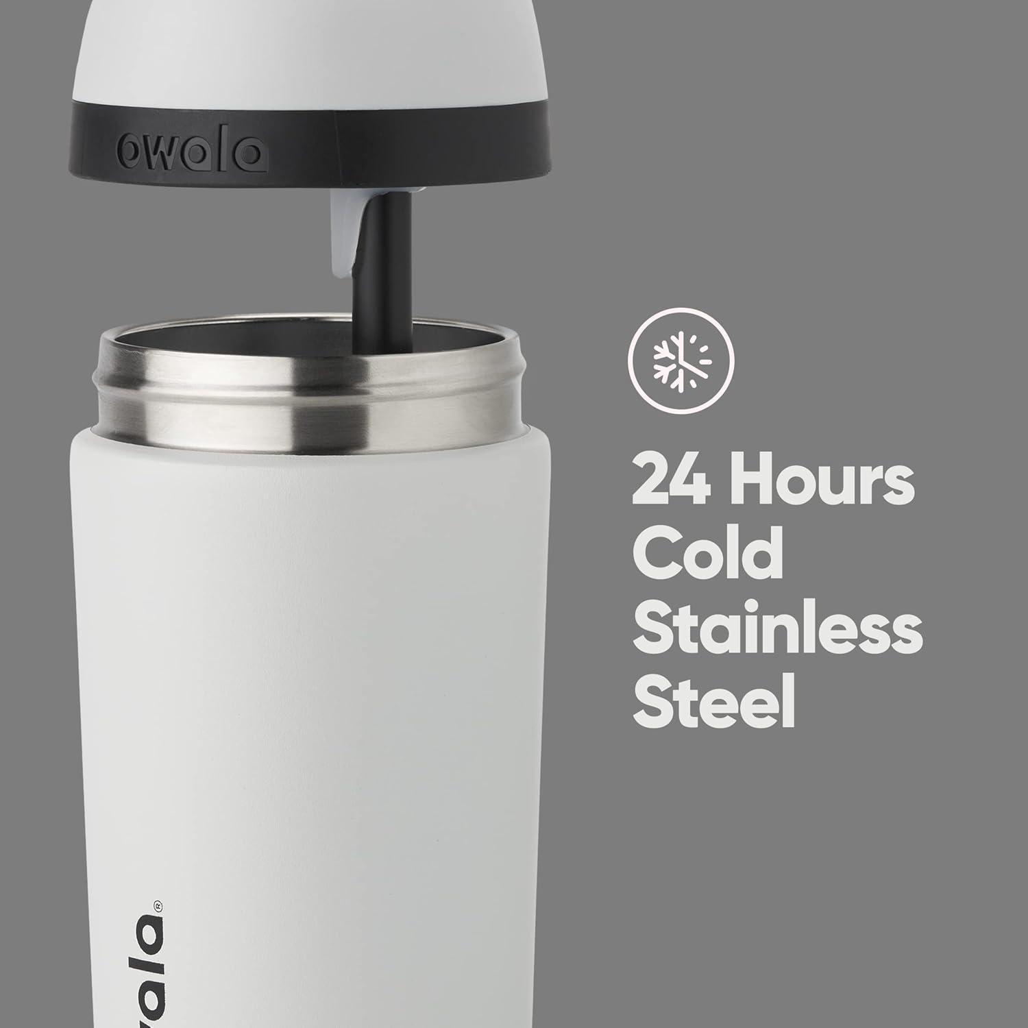 imageOwala Kids Flip Insulated StainlessSteel Water Bottle with Straw and Locking Lid 14Ounce OrangeBlue Blue CitrusGrey  Black