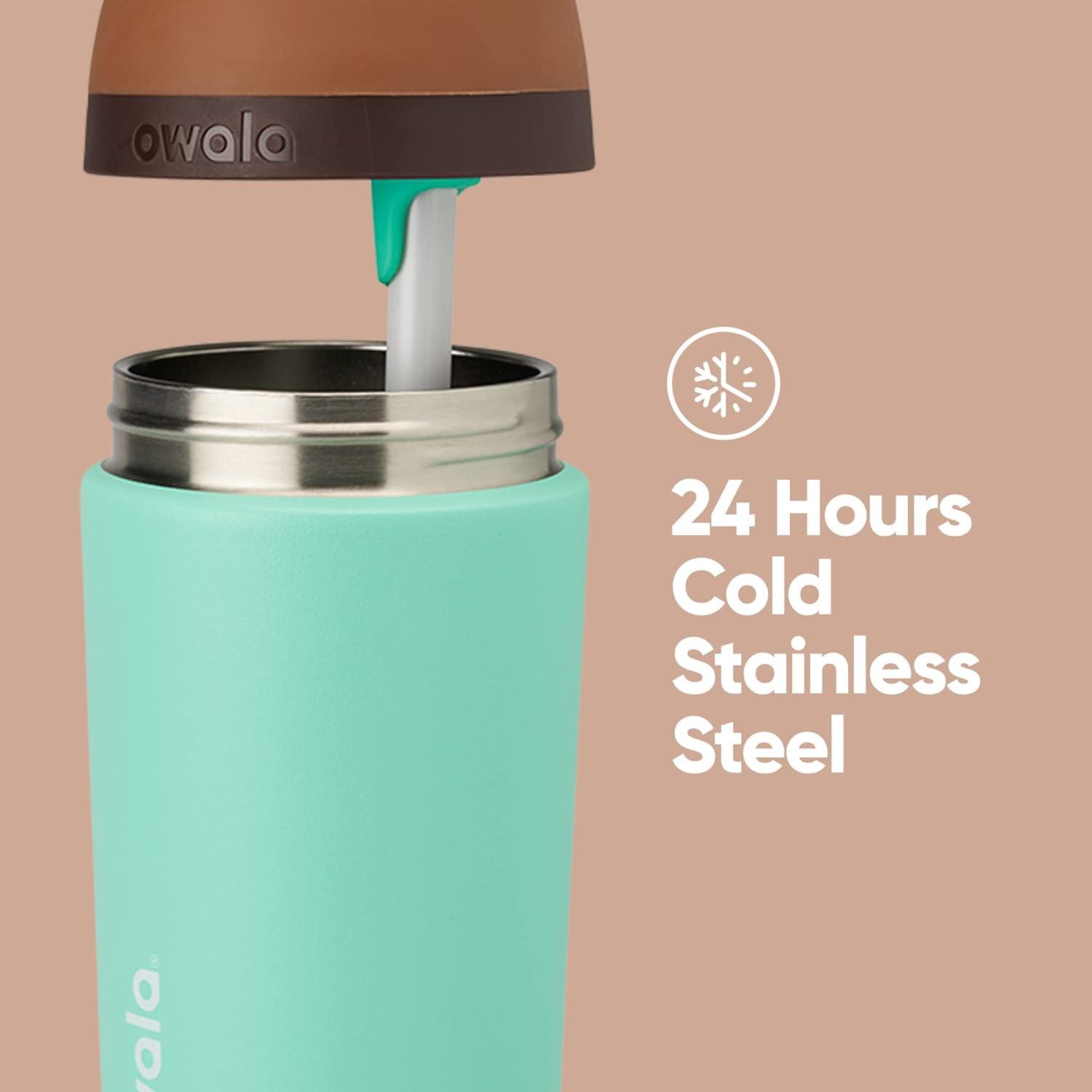 imageOwala Kids Flip Insulated StainlessSteel Water Bottle with Straw and Locking Lid 14Ounce OrangeBlue Blue CitrusOrange  Blue