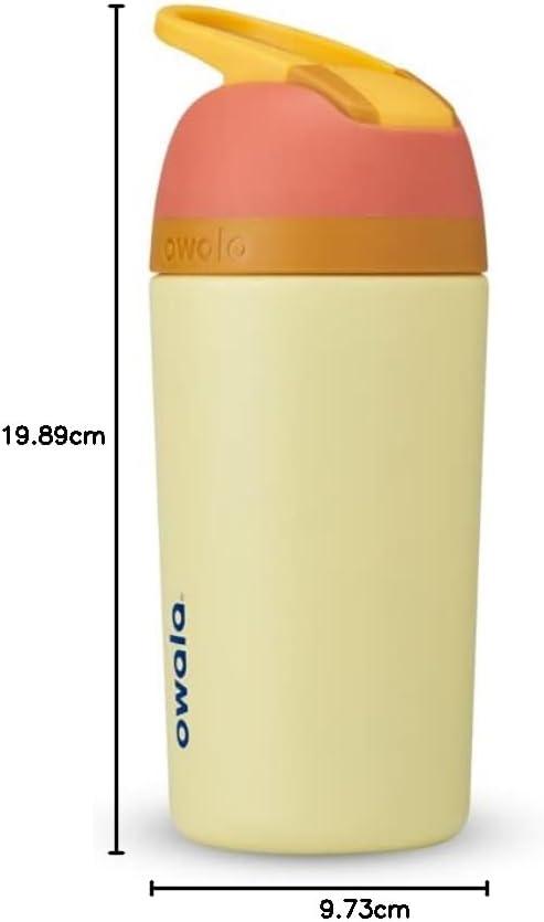 imageOwala Kids Flip Insulated StainlessSteel Water Bottle with Straw and Locking Lid 14Ounce OrangeBlue Blue CitrusOrange  Yellow