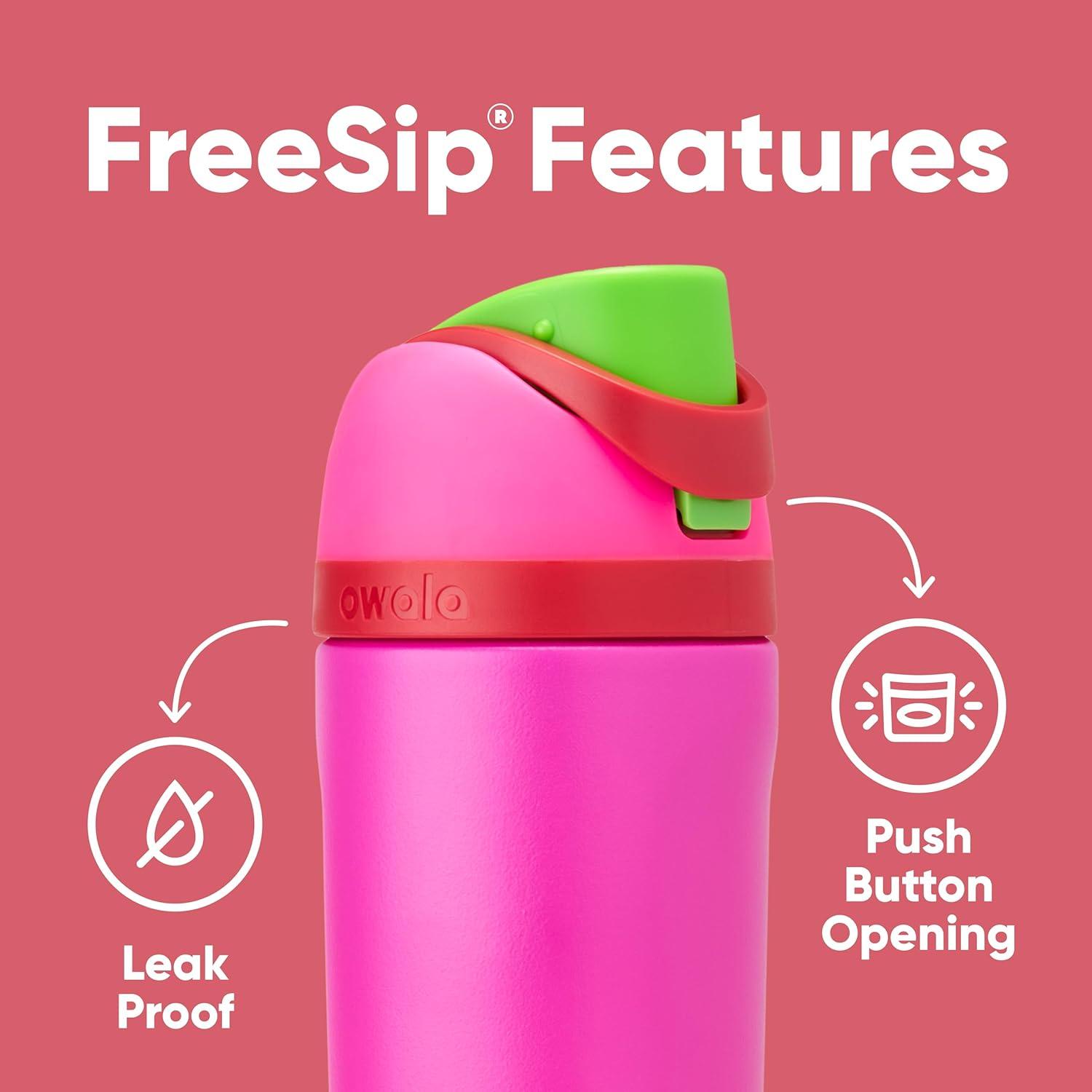 imageOwala Kids FreeSip Insulated Stainless Steel Water Bottle with Straw for Sports Travel and School BPAFree Sports Water Bottle 16 oz Mint ChocolateAll the Berries