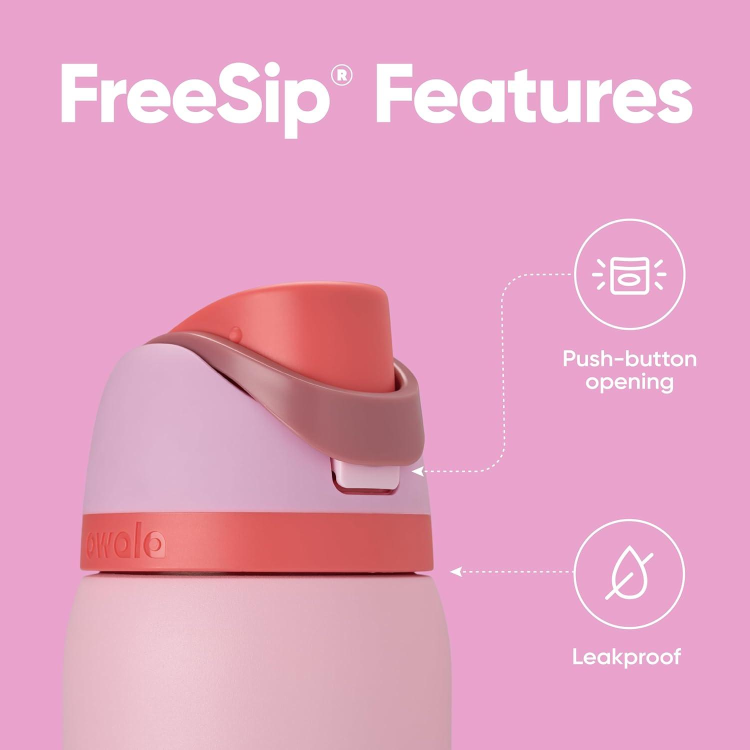 imageOwala Kids FreeSip Insulated Stainless Steel Water Bottle with Straw for Sports Travel and School BPAFree Sports Water Bottle 16 oz Mint ChocolateAngel Food Cake